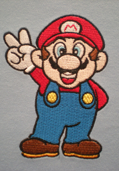 baby onesie with super mario embroidery
